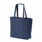 Borsa per la spesa in cotone riciclato con chiusura a pressione 360 g/m2 color blu mare seconda vista