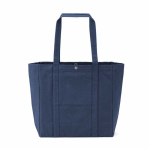 Borsa per la spesa in cotone riciclato con chiusura a pressione 360 g/m2 color blu mare vista posteriore