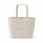 Borsa per la spesa in cotone riciclato con chiusura a pressione 360 g/m2 color naturale vista frontale