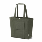 Borsa per la spesa in cotone riciclato con chiusura a pressione 360 g/m2 color verde militare