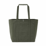 Borsa per la spesa in cotone riciclato con chiusura a pressione 360 g/m2 color verde militare vista posteriore