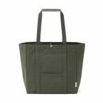 Borsa per la spesa in cotone riciclato con chiusura a pressione 360 g/m2 color verde militare vista frontale