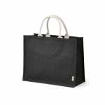 Borsa della spesa in juta laminata con manici in cotone 20L color nero