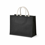 Borsa della spesa in juta laminata con manici in cotone 20L color nero seconda vista