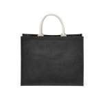 Borsa della spesa in juta laminata con manici in cotone 20L color nero vista posteriore