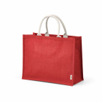 Borsa della spesa in juta laminata con manici in cotone 20L color rosso