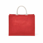 Borsa della spesa in juta laminata con manici in cotone 20L color rosso vista posteriore