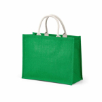 Borsa della spesa in juta laminata con manici in cotone 20L color verde seconda vista