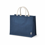Borsa della spesa in juta laminata con manici in cotone 20L color blu mare