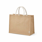 Borsa della spesa in juta laminata con manici in cotone 20L color naturale
