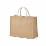 Borsa della spesa in juta laminata con manici in cotone 20L color naturale seconda vista