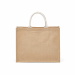 Borsa della spesa in juta laminata con manici in cotone 20L color naturale vista posteriore