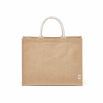 Borsa della spesa in juta laminata con manici in cotone 20L color naturale vista frontale