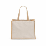 Borsa della spesa in cotone riciclato e iuta con manici lunghi 300 g/m² color naturale vista posteriore