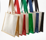 Borsa della spesa in cotone riciclato e iuta con manici lunghi 300 g/m²