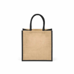 Borsa della spesa in juta laminata con manici in cotone 16L color nero vista posteriore