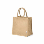 Borsa della spesa in juta laminata con manici in cotone 16L color naturale