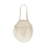 Borsa della spesa in rete di cotone con manici lunghi 180 g/m² color naturale