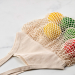 Borsa della spesa in rete di cotone con manici lunghi 180 g/m² color naturale vista dettaglio