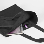 Borsa della spesa ecologica con tasca interna e manici lunghi 220 g/m² color nero vista dettaglio