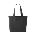 Borsa della spesa ecologica con tasca interna e manici lunghi 220 g/m² color nero vista frontale