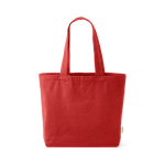Borsa della spesa ecologica con tasca interna e manici lunghi 220 g/m² color rosso vista frontale