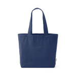 Borsa della spesa ecologica con tasca interna e manici lunghi 220 g/m² color blu mare vista frontale