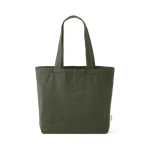Borsa della spesa ecologica con tasca interna e manici lunghi 220 g/m² color verde militare vista frontale