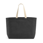 Borsa della spesa in cotone riciclato da 32 L con soffietto 400 g/m² color nero vista frontale