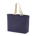 Borsa della spesa in cotone riciclato da 32 L con soffietto 400 g/m² color blu mare
