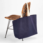 Borsa della spesa in cotone riciclato da 32 L con soffietto 400 g/m² color blu mare vista ambiente