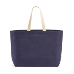 Borsa della spesa in cotone riciclato da 32 L con soffietto 400 g/m² color blu mare vista frontale