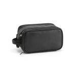 Necessaire sospeso in pelle sintetica riciclata con gancio e tre scomparti color nero