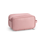 Necessaire sospeso in pelle sintetica riciclata con gancio e tre scomparti color rosa