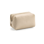 Necessaire geometrico in pelle sintetica riciclata con fodera riciclata color beige vista frontale