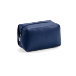 Necessaire geometrico in pelle sintetica riciclata con fodera riciclata color blu mare vista frontale