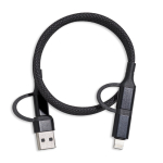 Cavo di ricarica magnetico con 3 tipi di connessione e potenza di 60W color nero