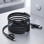 Cavo di ricarica magnetico con 3 tipi di connessione e potenza di 60W color nero vue 1