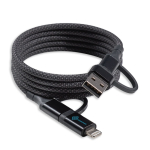 Cavo di ricarica magnetico con 3 tipi di connessione e potenza di 60W color nero