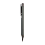 Penna in metallo con finitura lucida e clip, inchiostro blu color grigio scuro