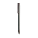 Penna in metallo con finitura lucida e clip, inchiostro blu color grigio scuro