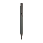Penna in metallo con finitura lucida e clip, inchiostro blu color grigio scuro