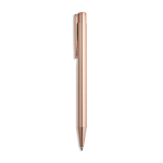 Penna in metallo con finitura lucida e clip, inchiostro blu color oro rosa