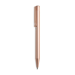 Penna in metallo con finitura lucida e clip, inchiostro blu color oro rosa
