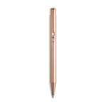 Penna in metallo con finitura lucida e clip, inchiostro blu color oro rosa