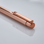 Penna in metallo con finitura lucida e clip, inchiostro blu color oro rosa
