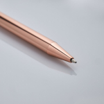 Penna in metallo con finitura lucida e clip, inchiostro blu color oro rosa