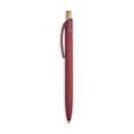 Penna in alluminio riciclato con finitura gommata, clip e inchiostro blu color bordò