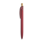 Penna in alluminio riciclato con finitura gommata, clip e inchiostro blu color bordò