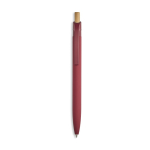 Penna in alluminio riciclato con finitura gommata, clip e inchiostro blu color bordò